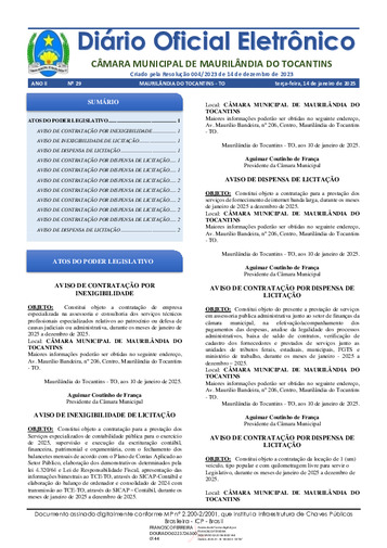 Diário Oficial - Edição 029