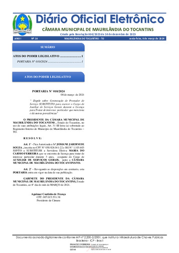 Diário Oficial - Edição 018