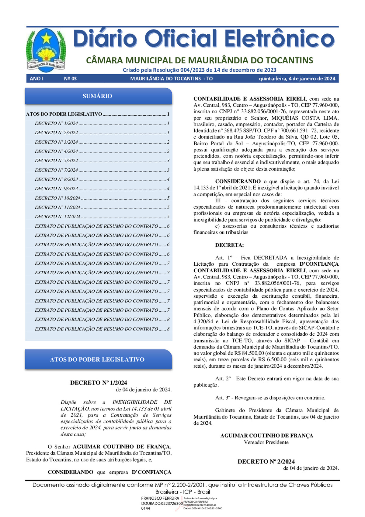 Diário Oficial - Edição 003