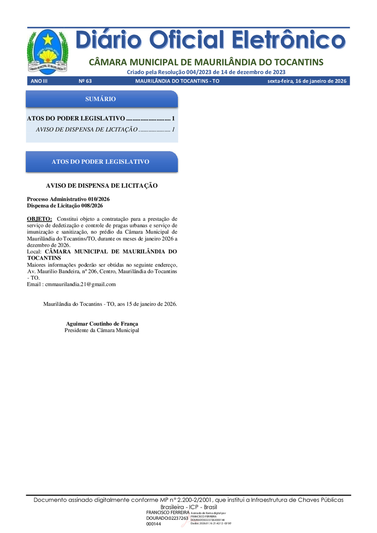 Diário Oficial - Edição 063